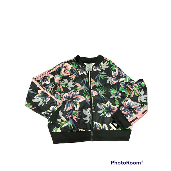 adidas Other - ADIDAS GIRLS’ TRAINING FLORAL TRACK SUIT jacket SIZE 14 BLACK/MULTI